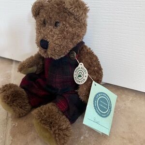 Boyds Bears Bearwear BURL Plaid Overalls 10" Plush Bear Stuffed Animal